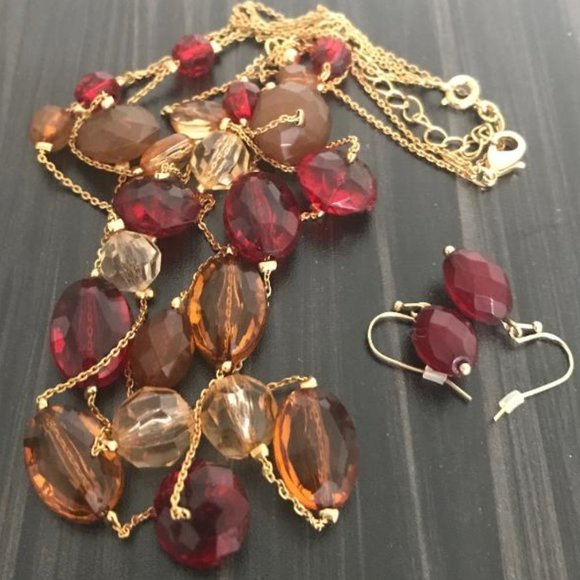 Avon Gold-Tone Beaded Necklace & Earrings Set - Picture 7 of 7